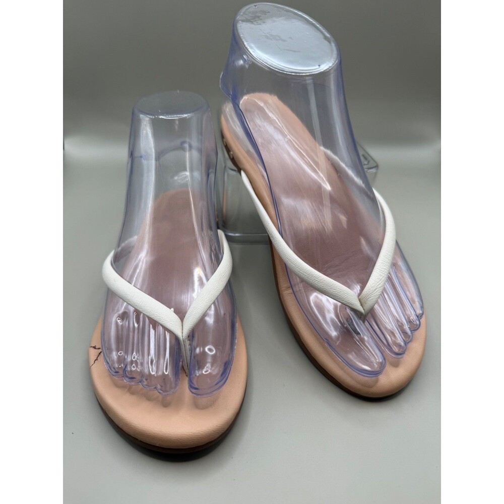 BEEK Sunbeam Womens Leather Thong Arch Support Sandals Flip Flops White 6 M